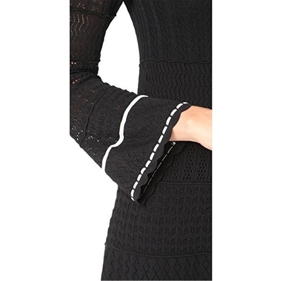 Shoshanna Colinton Long-Sleeve Knit Sweater Dress in Jet/Ivory Combo Sz Medium - Picture 3 of 7